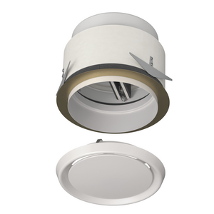 Circular fire damper cartridge for installation in a fire resistant suspended ceiling.